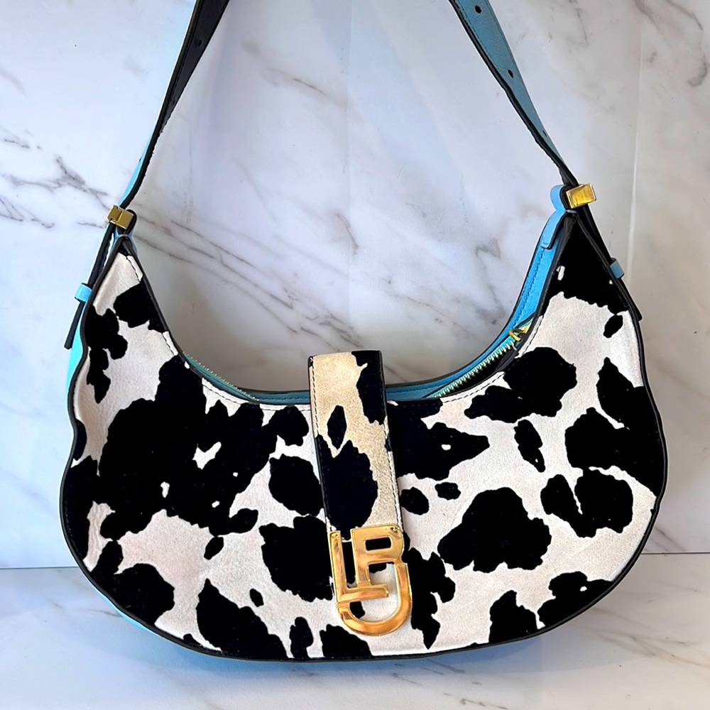 Les Petits Joueurs Celeste Cow  print Moon Bag
